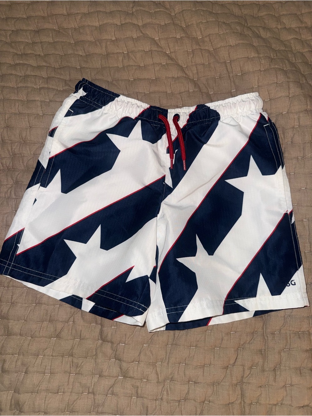 DSG Kids Navy, White & Red Star Stripe Swim Trunks